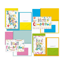 Biglietti auguri PORTA SOLDI compleanno 12pz
