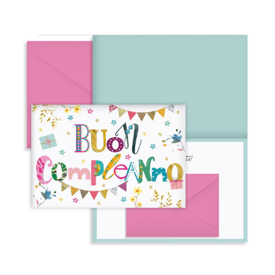 Biglietti auguri PORTA SOLDI compleanno 12pz Biglietti auguri PORTA SOLDI compleanno 12pz
