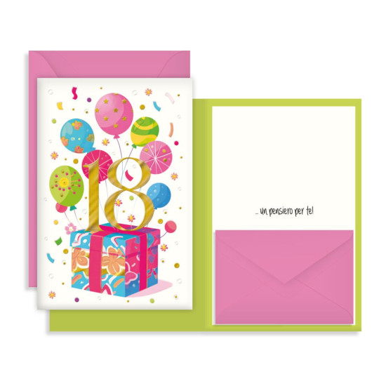 Biglietti auguri porta soldi 18 ANNI 12pz Biglietti auguri porta soldi 18 ANNI 12pz