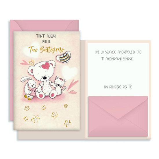 Biglietti auguri BATTESIMO porta soldi 12pz