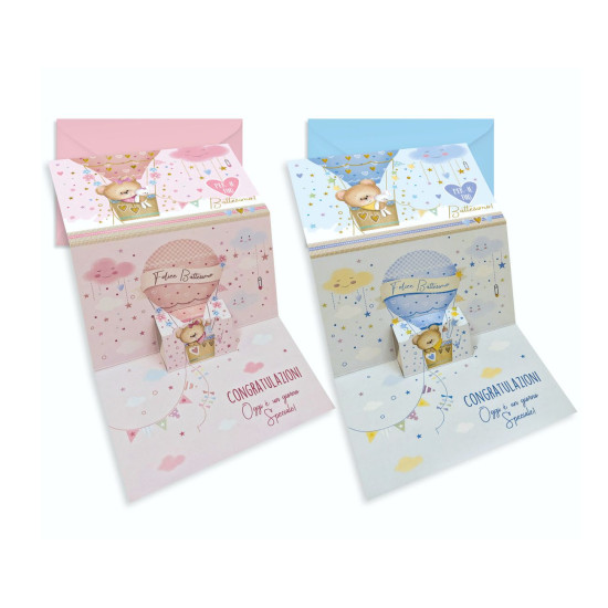 Biglietti auguri BATTESIMO pop-up 12pz