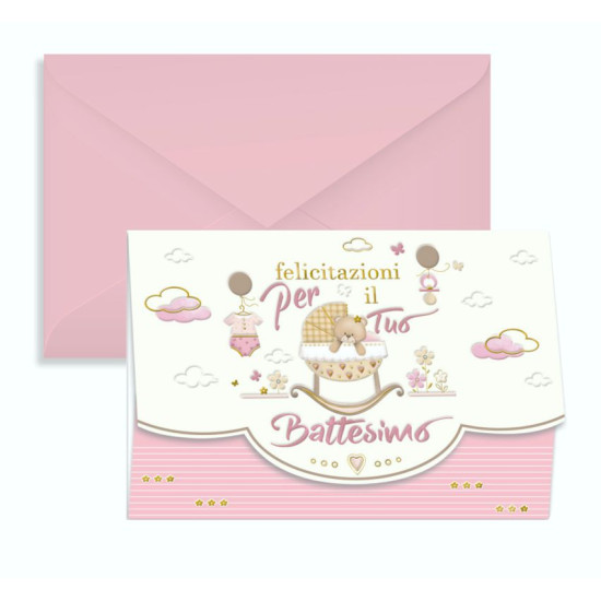 Biglietti auguri porta soldi BATTESIMO 12pz