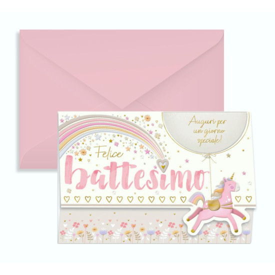 Biglietti auguri porta soldi BATTESIMO 12pz
