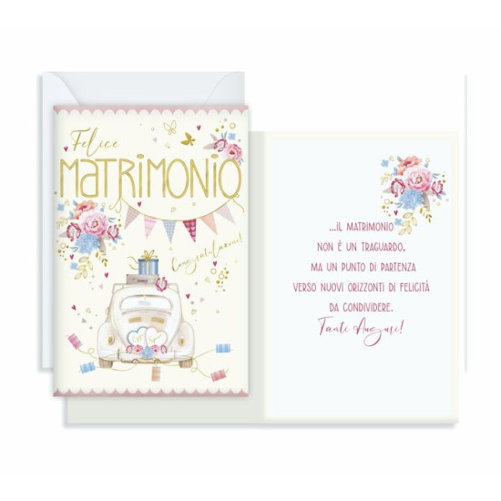 Biglietti augurali NOZZE pastello e oro 12pz