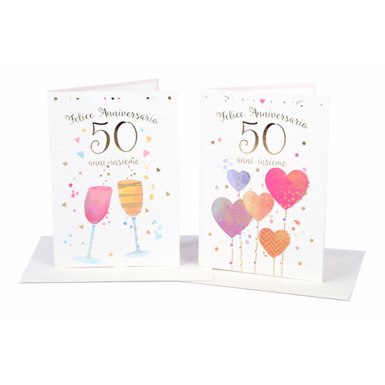 Biglietti auguri 50° anniversario NOZZE 12pz