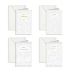 Biglietti augurali NOZZE carta cotone e foglia oro 12pz