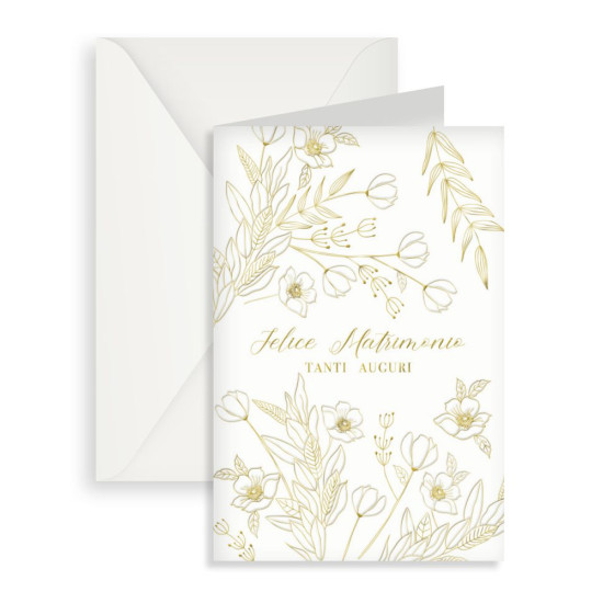 Biglietti augurali NOZZE foglia oro 12pz