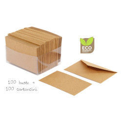 100 cartoncini + 100 buste 9x14 bianco KRAFT AVANA