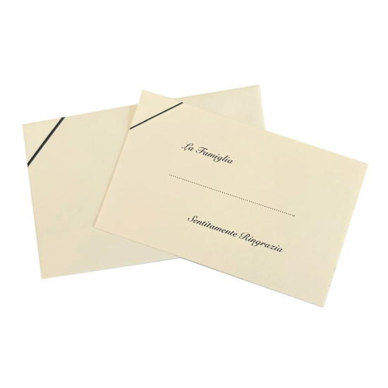 100 cartoncini + 100 buste RINGRAZIAMENTO LUTTO 9x14 F9