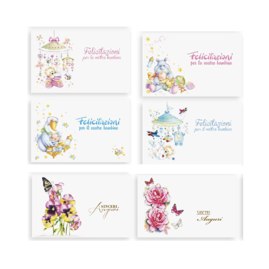 Mini biglietti auguri assortiti con Buste 7x11 – 500 Pz