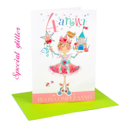 Biglietto auguri 4 anni bimba 6pz Biglietto auguri 4 anni bimba 6pz