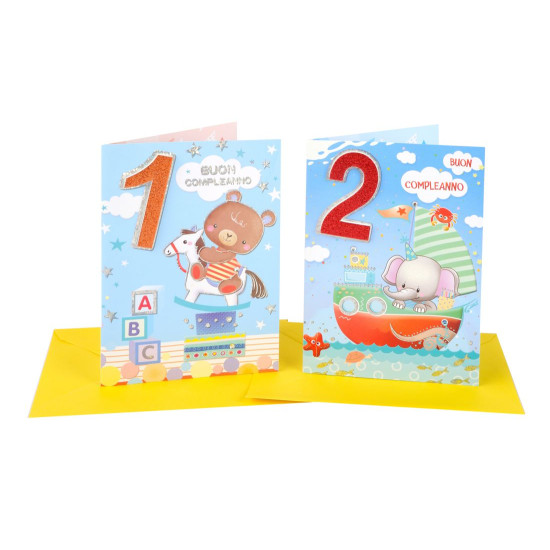 Biglietti auguri COMPLEANNO POPUP da 1 a 6 anni 12pz Biglietti auguri COMPLEANNO POPUP da 1 a 6 anni 12pz
