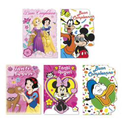 Biglietti COMPLEANNO Disney fustellati 16pz