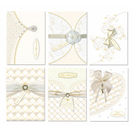 Biglietti auguri MATRIMONIO nastri e decori 12pz
