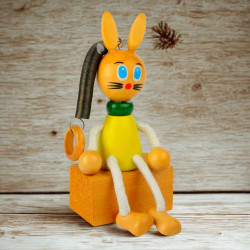 CONIGLIETTO in legno con molla