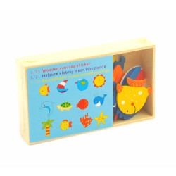 Scatolina 24 animali marini in legno
