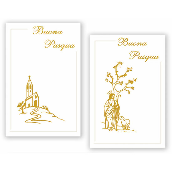 Biglietto auguri PASQUA Bianco oro 8,5x13,5cm 100pz