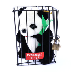 Pelouche PANDA coccoloso in gabbia  Pelouche PANDA coccoloso in gabbia