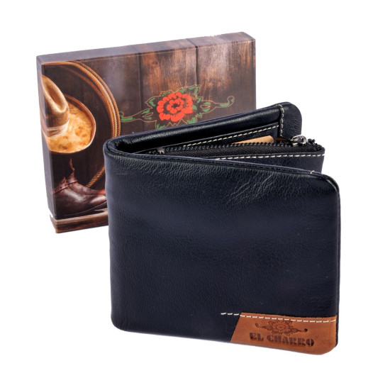 Portafoglio uomo vera pelle vitello El Charro colore nero Portafoglio uomo vera pelle vitello El Charro colore nero
