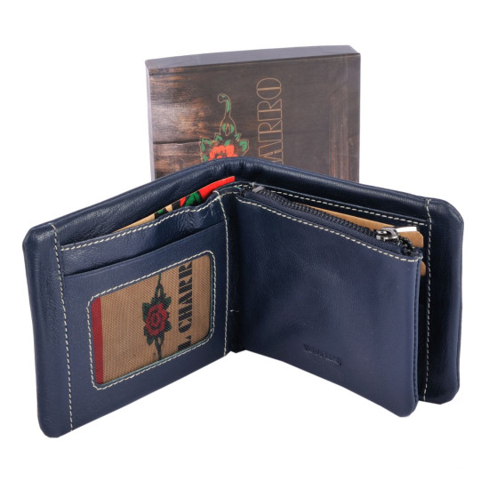 Portafoglio uomo vera pelle vitello El Charro colore blu