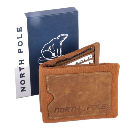 Portafoglio uomo pelle/tessuto MARRONE CHIARO