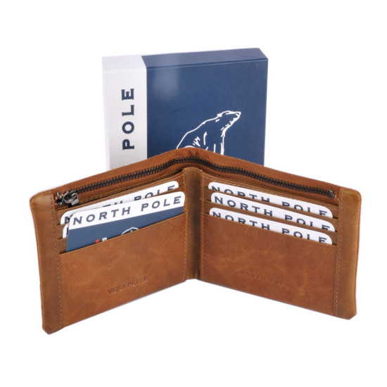 Portafoglio uomo pelle/tessuto MARRONE CHIARO